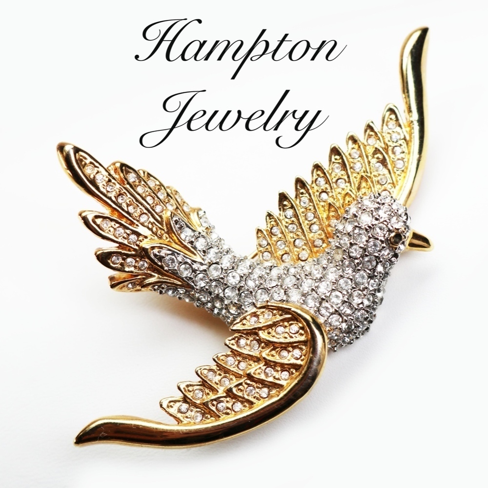 GORGEOUS VINTAGE 1980s AUDUBON CRYSTAL BROOCH